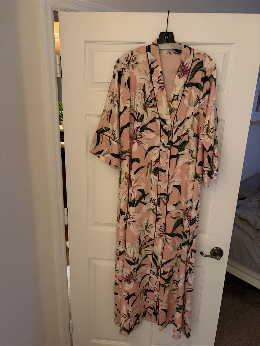 Dolce & Gabbana Pink Floral Long Kimono Robe